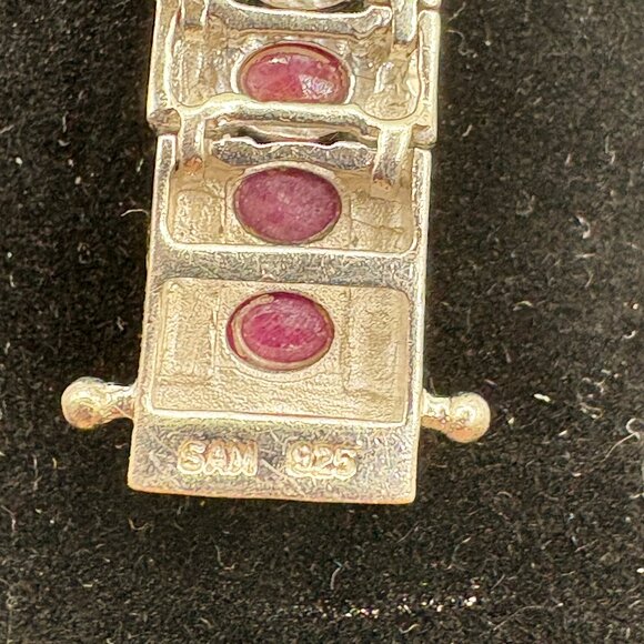 Sterling Silver Oval Ruby Tennis Bracelet 9" Length - Picture 8 of 8
